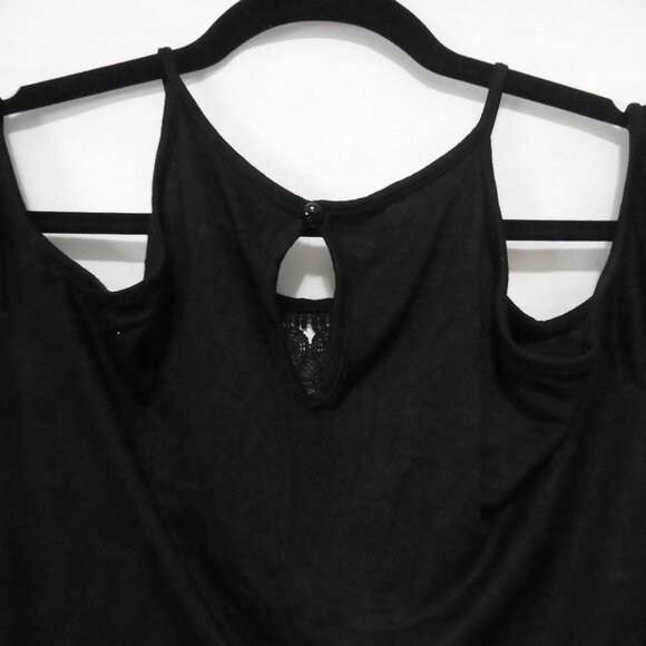 Unbranded | 2XL | Black Open Shoulder Lace Long Sleeve Shirt | Keyhole Back - Picture 11 of 16